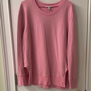 Pink Crewneck split hem  Sweatshirt